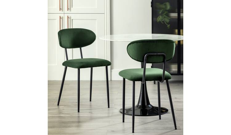 Habitat Ariana Pair of Velvet Dining Chairs - Green