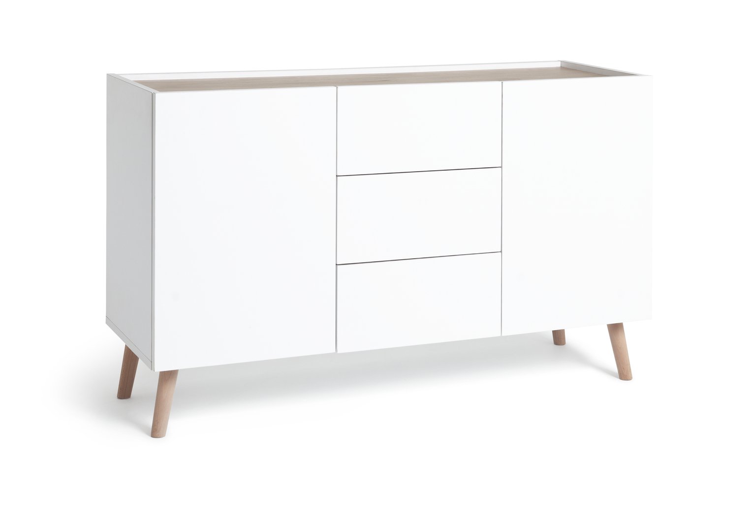 Habitat Skandi 2 Door 3 Drawer Sideboard - White Two Tone