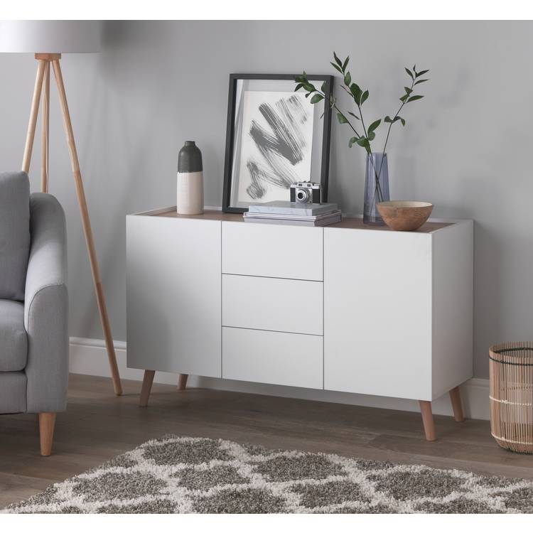 Habitat Skandi 2 Door 3 Drawer Sideboard - White Two Tone 0