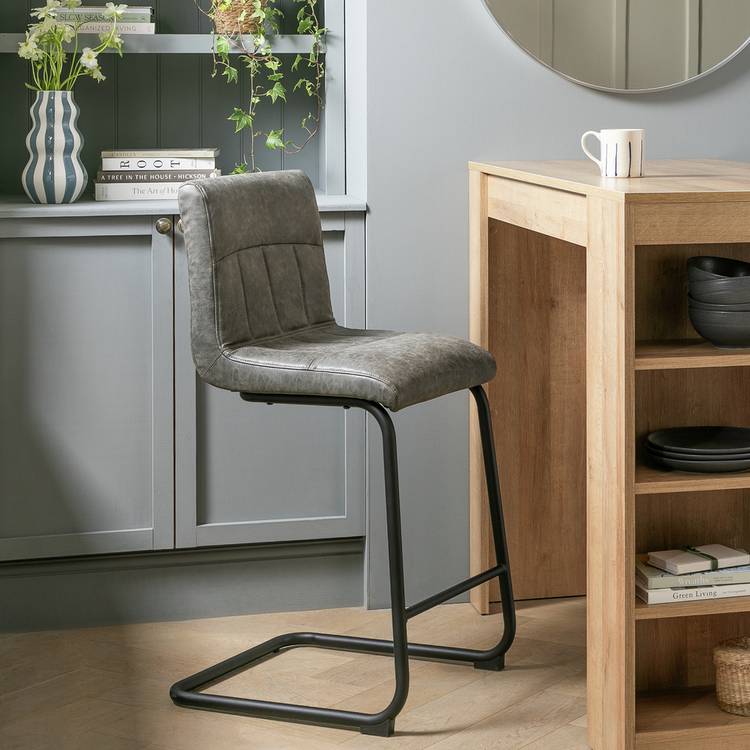 Argos Home Baylor Faux Leather Counter Bar Stool - Grey 0