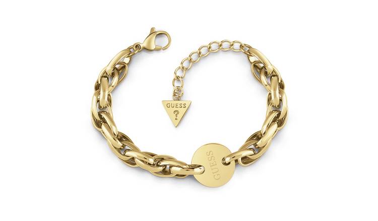 Buy Guess Gold Plated Oval Chunky Chain ID Bracelet Argos