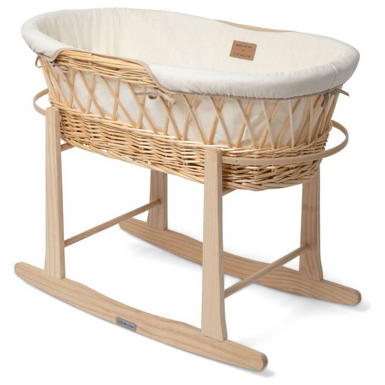 Clair de Lune Organic Wicker Moses Basket With Stand -Cream 0
