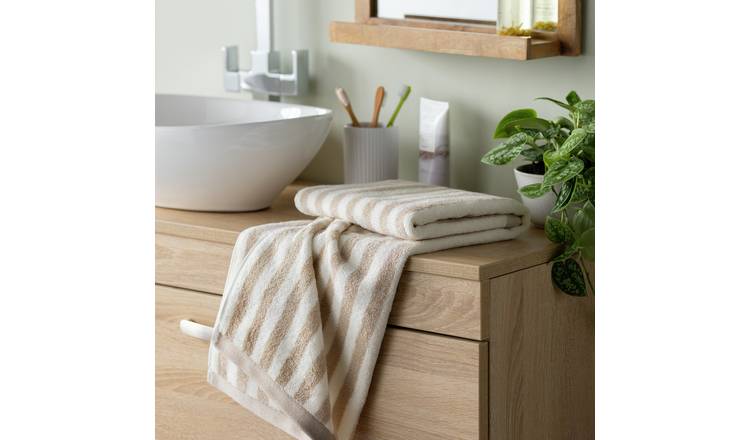 Buy Habitat Neutral Stripe Hand Towel Bath towels Argos