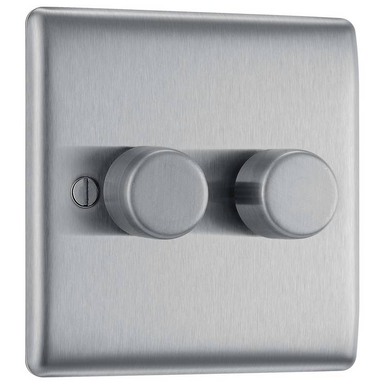 BG 2 Gang 2 Way Dimmer Switch - Stainless Steel 0