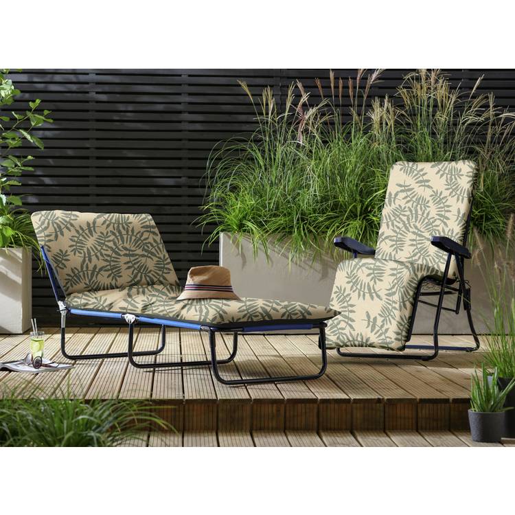 Argos Home Folding Metal Sun Lounger - Green 0