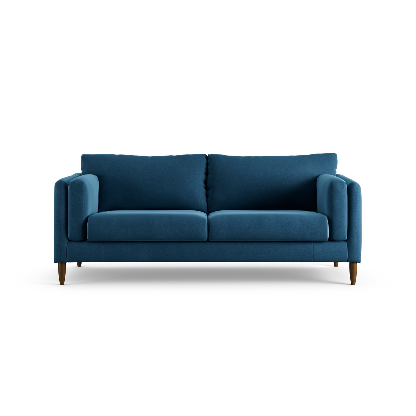 Habitat Newington Velvet 3 Seater Sofa - Ink Blue - Dark Leg