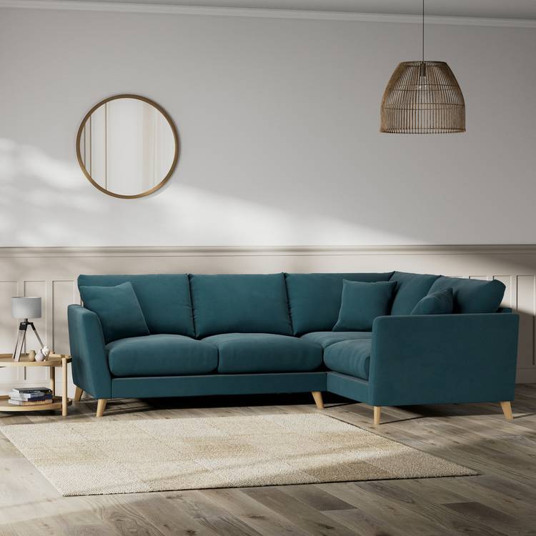 Habitat Lomond Right Hand Corner Sofa - Teal - Ash Leg 0