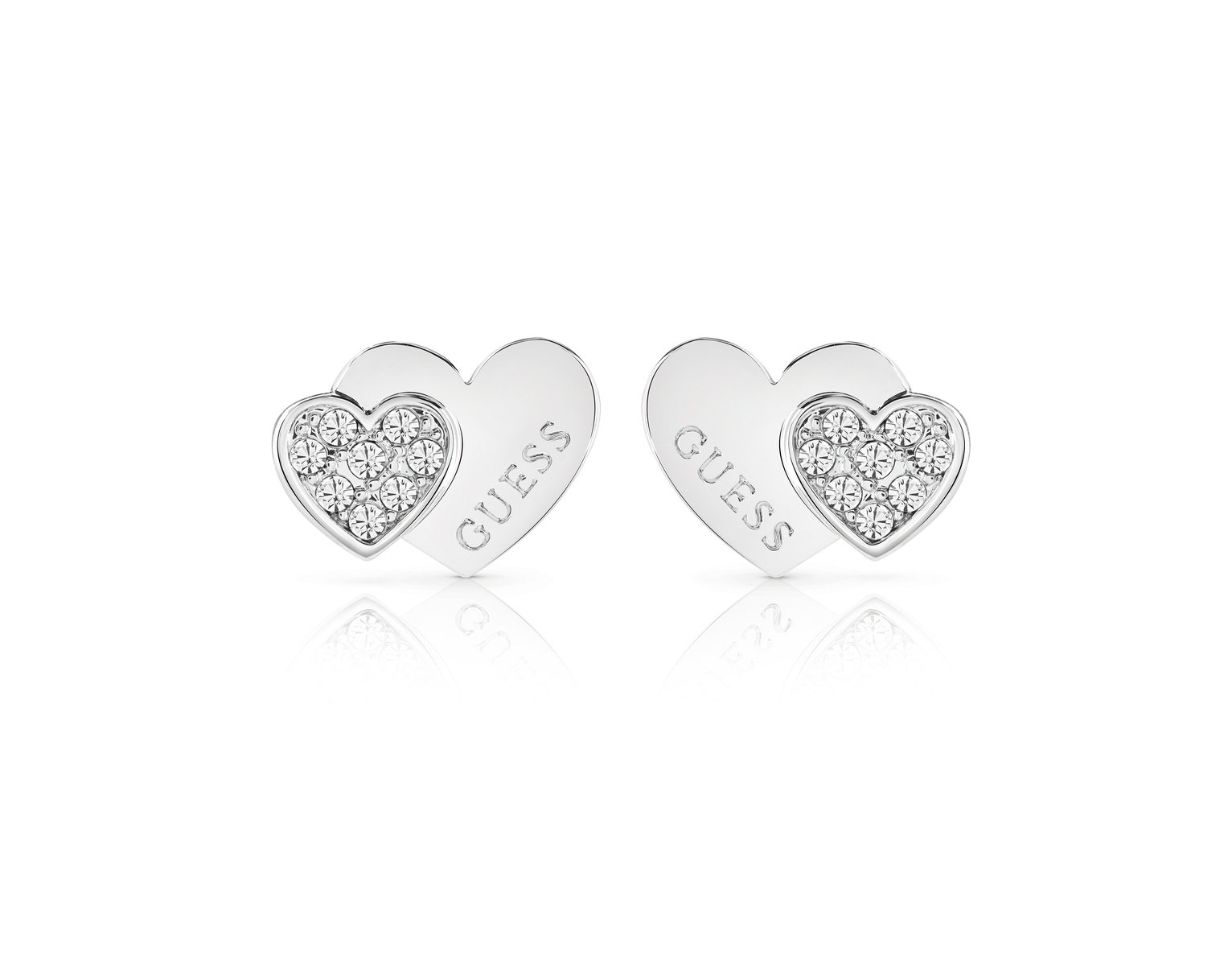 Guess Rhodium Plated Me N You Double Heart Stud Earrings Review