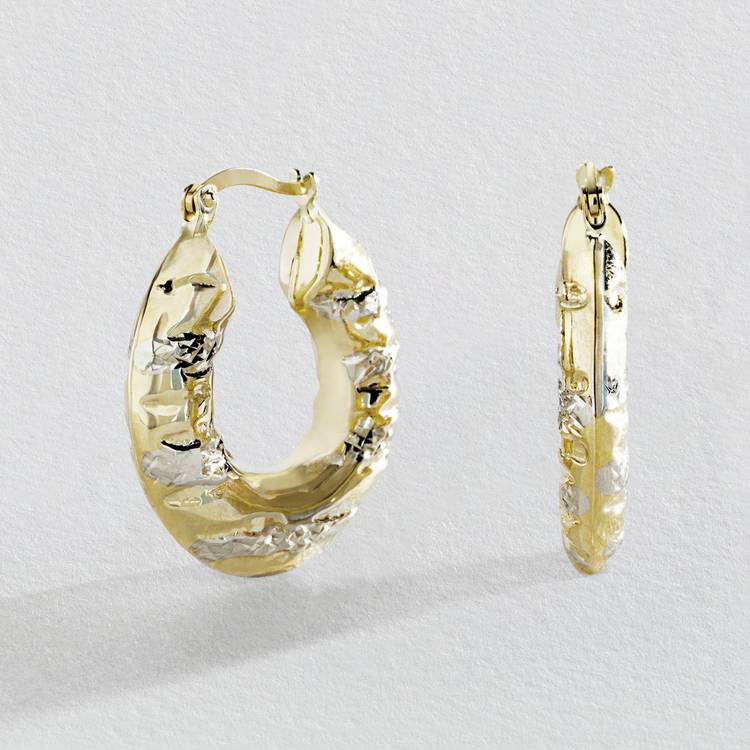 Revere 9ct Gold Chunky Two Tone Creole Earrings 0
