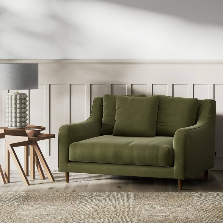 Habitat Swift Velvet  Cuddle Chair - Moss Green - Dark Leg 0