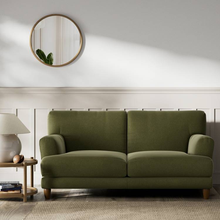 Habitat Askem Velvet 2 Seater Sofa - Moss Green - Dark Leg 0