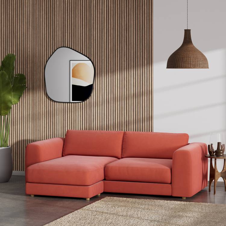 Habitat Ayr Reversible Corner Sofa - Papaya - Ash Leg 0