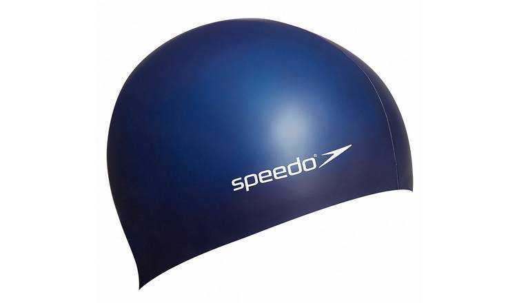 Speedo Plain Flat Silicone Swimming Cap - Navy Blue