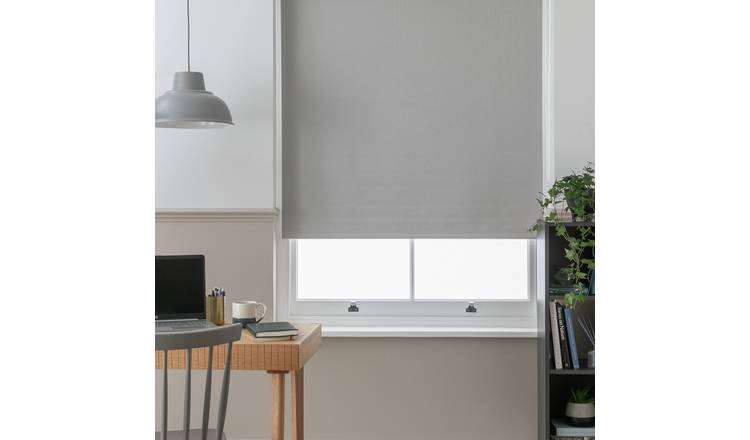 Habitat Herringbone Blackout Grey Roller Blind - 120cm