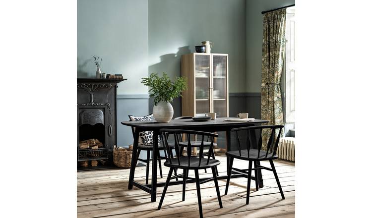 Habitat x Morris & Co. Black Dining Table & 4 Black Chairs