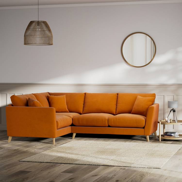 Habitat Lomond Left Hand Corner Sofa - Orange - Ash Leg 0