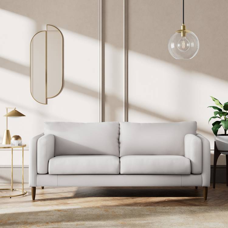 Habitat Newington Fabric 3 Seater Sofa - Natural - Dark Leg 0