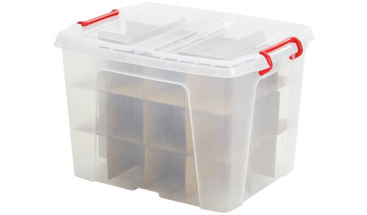 Buy Strata 40L Bauble Box with 36 Dividers - Clear, Plastic storage boxes  and drawers