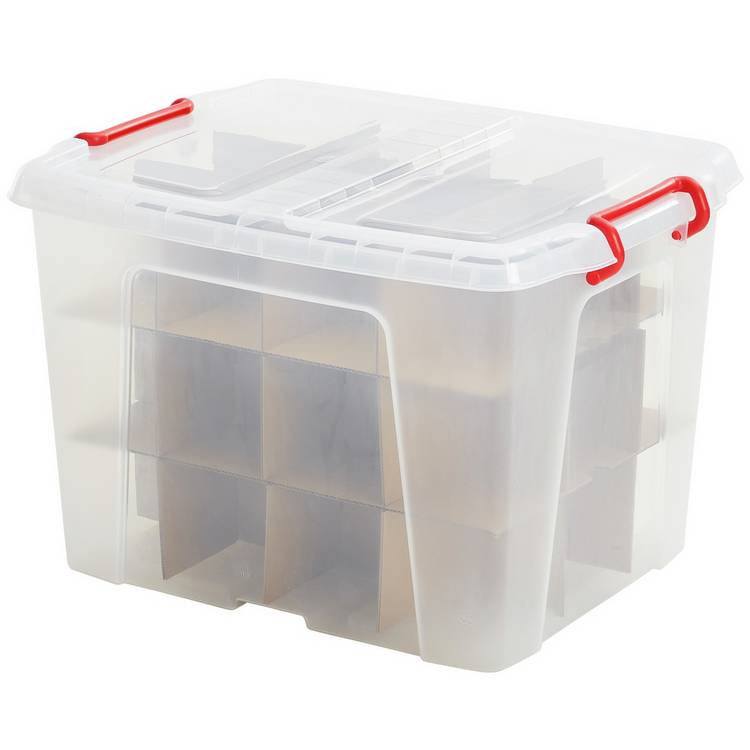 Strata 40L Bauble Box with 36 Dividers - Clear 0