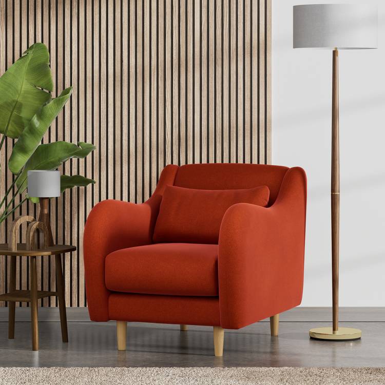 Habitat Turnmill Velvet Armchair - Orange - Ash Leg 0