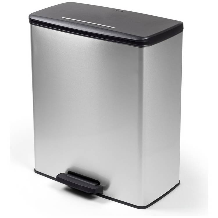 Curver 65 Litre Deco Pedal Recycling Bin - Silver 0