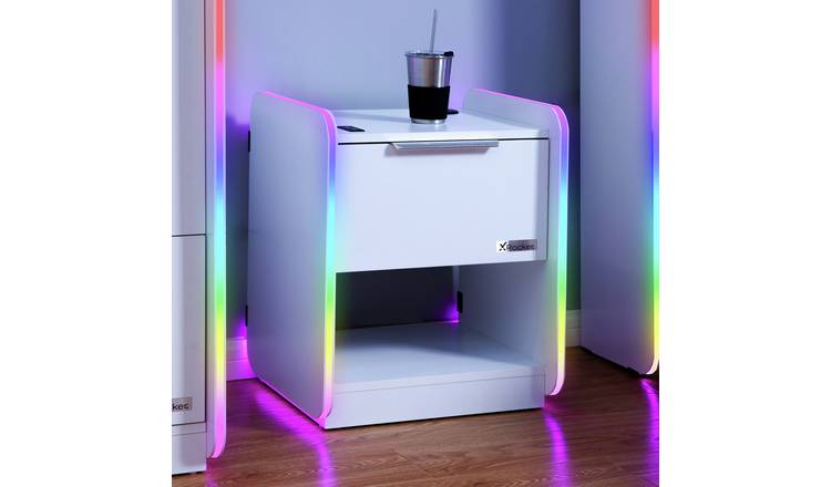 X Rocker Electra Wireless Charging Bedside Table - White
