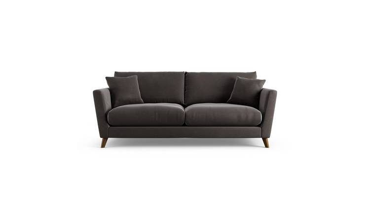 Habitat Lomond Velvet 4 Seater Sofa - Grey - Dark Leg