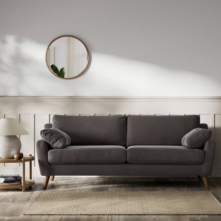 Habitat Lomond Velvet 4 Seater Sofa - Grey - Dark Leg 0