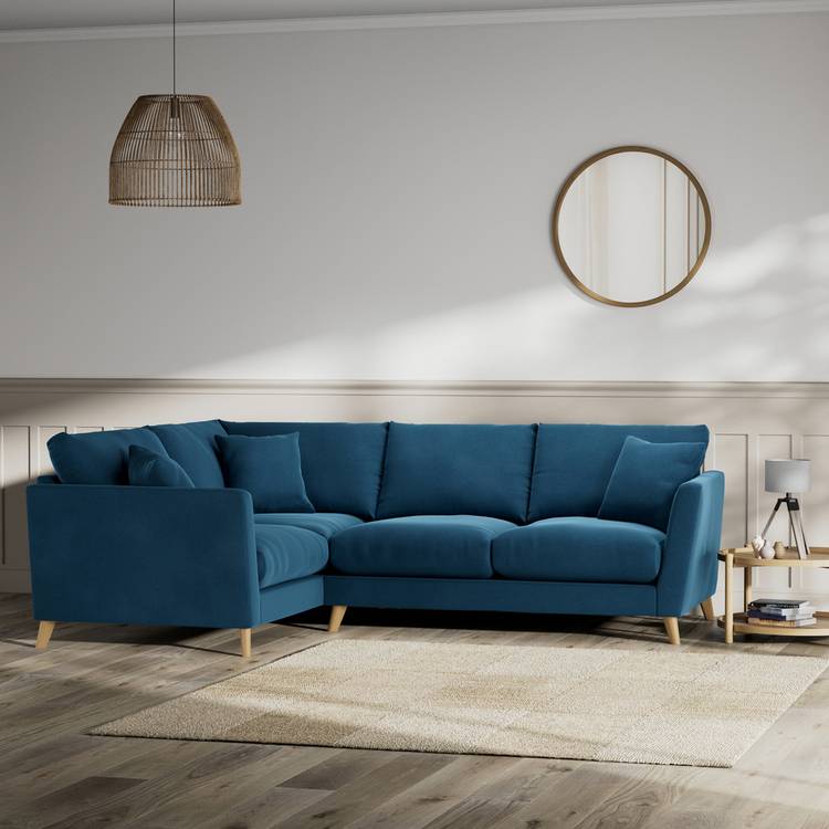 Habitat Lomond Left Hand Corner Sofa - Ink Blue - Ash Leg 0