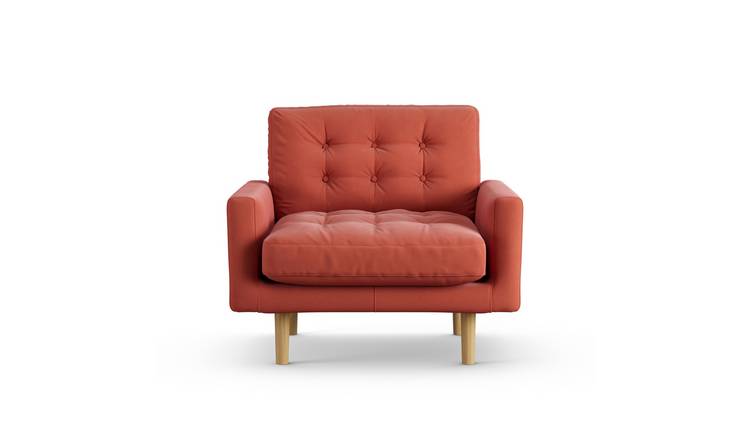 Habitat Fenner Fabric Armchair - Papaya - Ash Leg