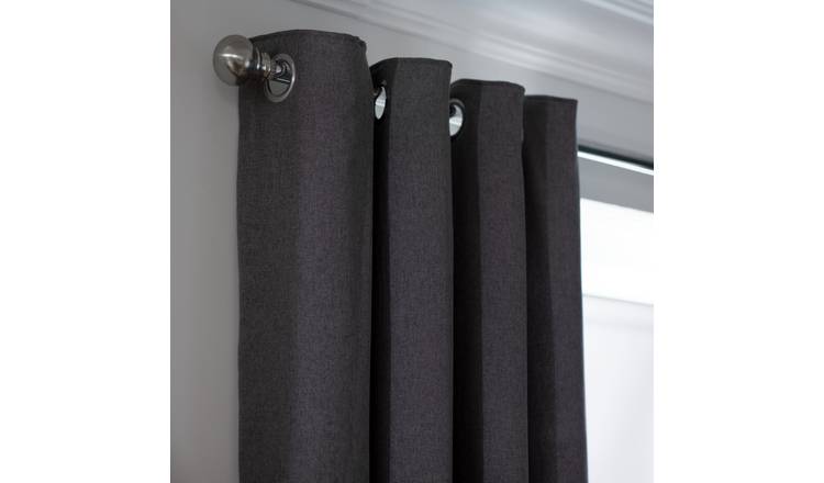 Habitat Brushed Thermal Eyelet Curtains - Charcoal