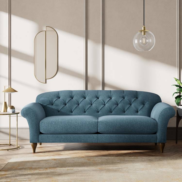 Habitat Brooker Fabric 4 Seater Sofa - Blue - Dark Leg 0