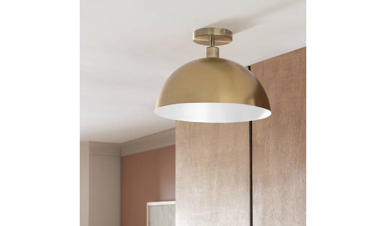 Habitat Steel Mushroom Flush Ceiling Light - Brushed Brass