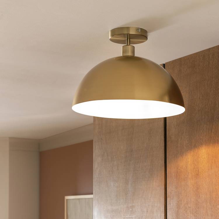 Habitat Steel Mushroom Flush Ceiling Light - Brushed Brass 0