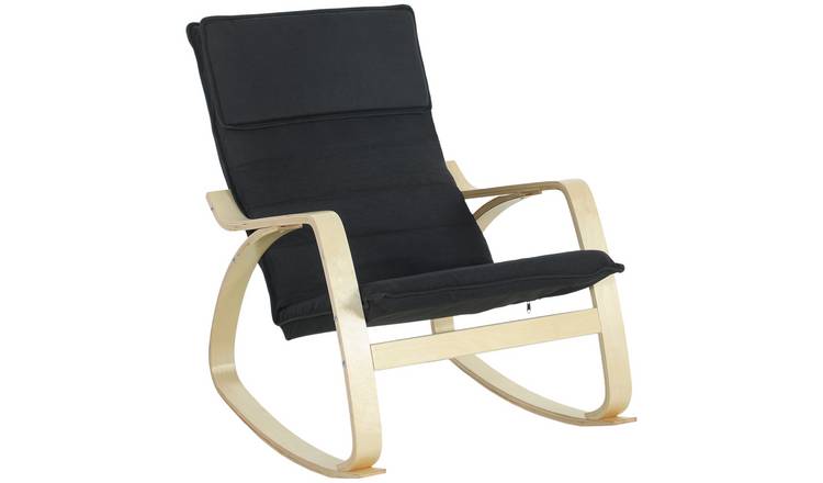 HOMCOM Reclining Rocking Chair with High Back and Headrest - Black