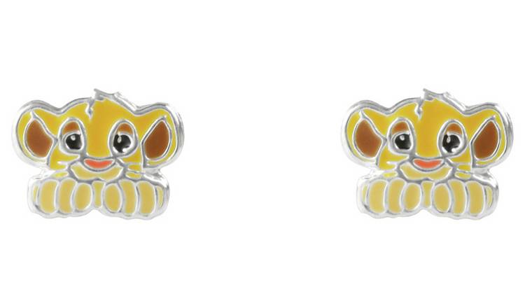 Disney Sterling Silver Enamel Simba Stud Earrings 