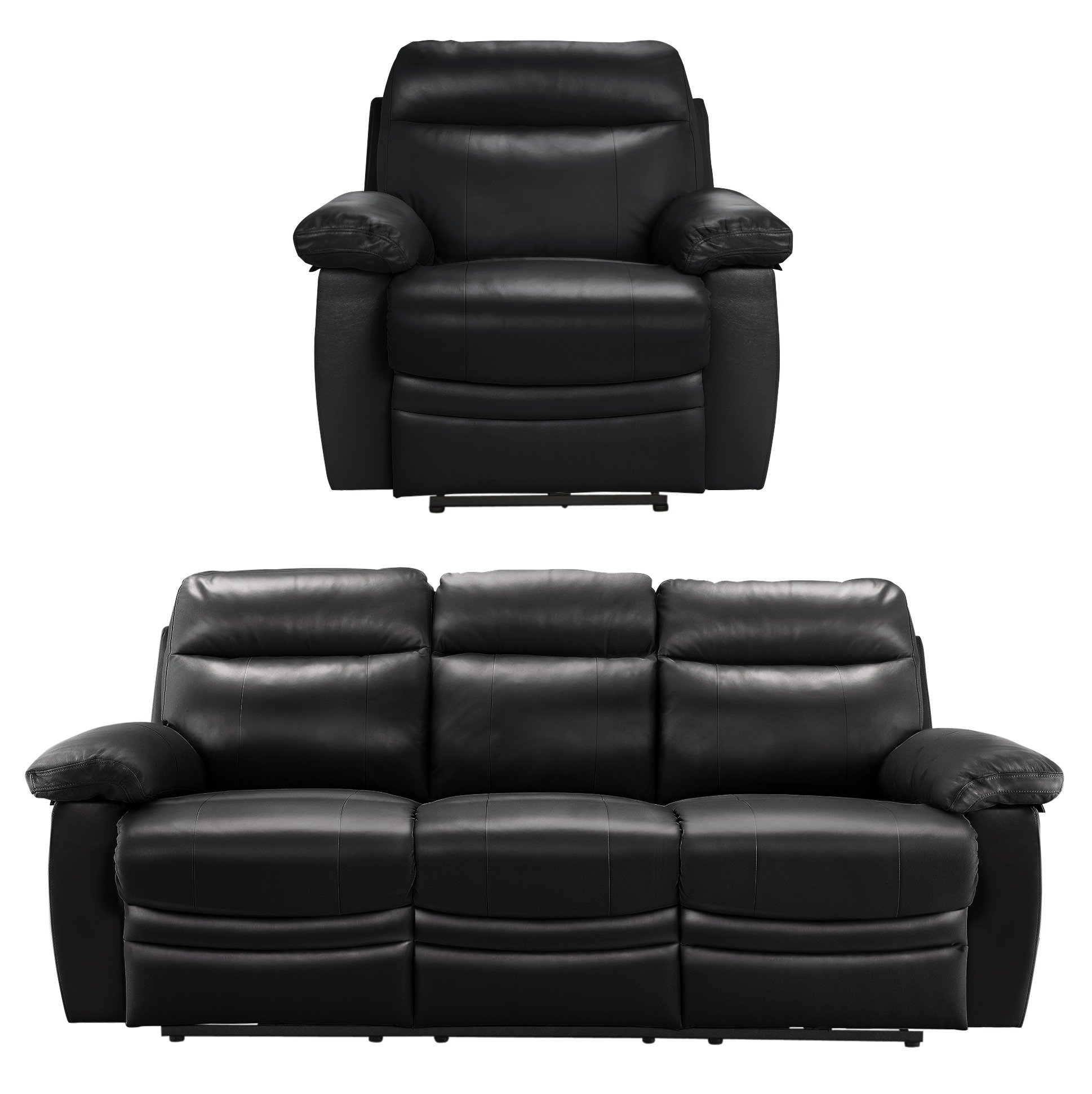 Argos Home Paolo Chair & 3 Seater Power Recliner Sofa -Black