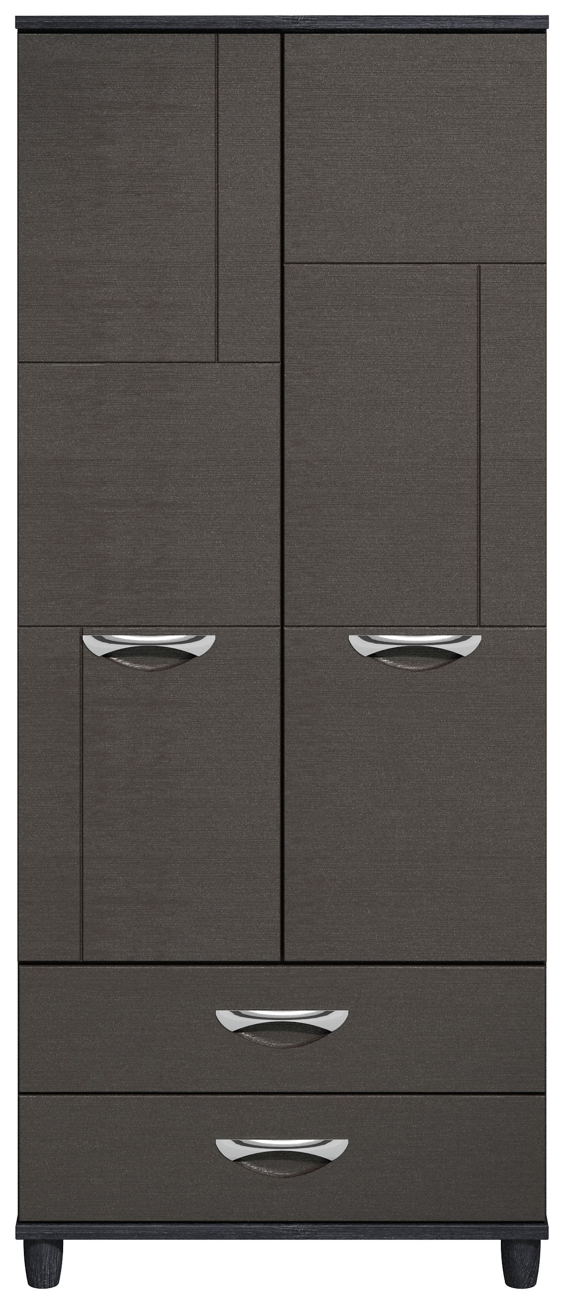 Myra 2 Door 2 Drawer Wardrobe - Black Oak