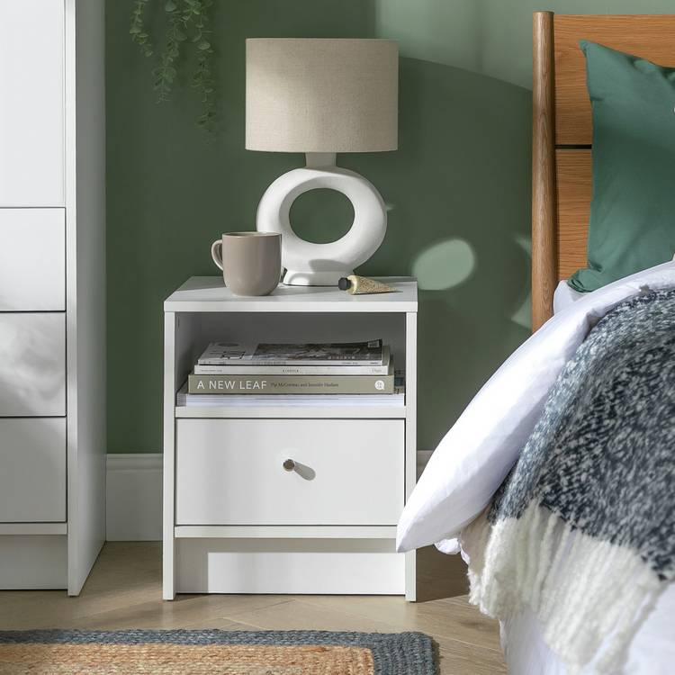 Argos Home Malibu 1 Drawer Bedside Table - White 0