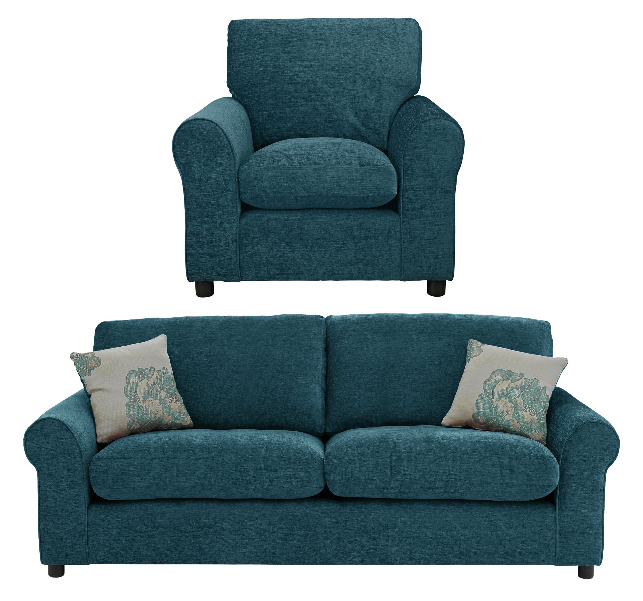 Argos Home Tessa Fabric 3 Seater Sofa and Chair - Teal