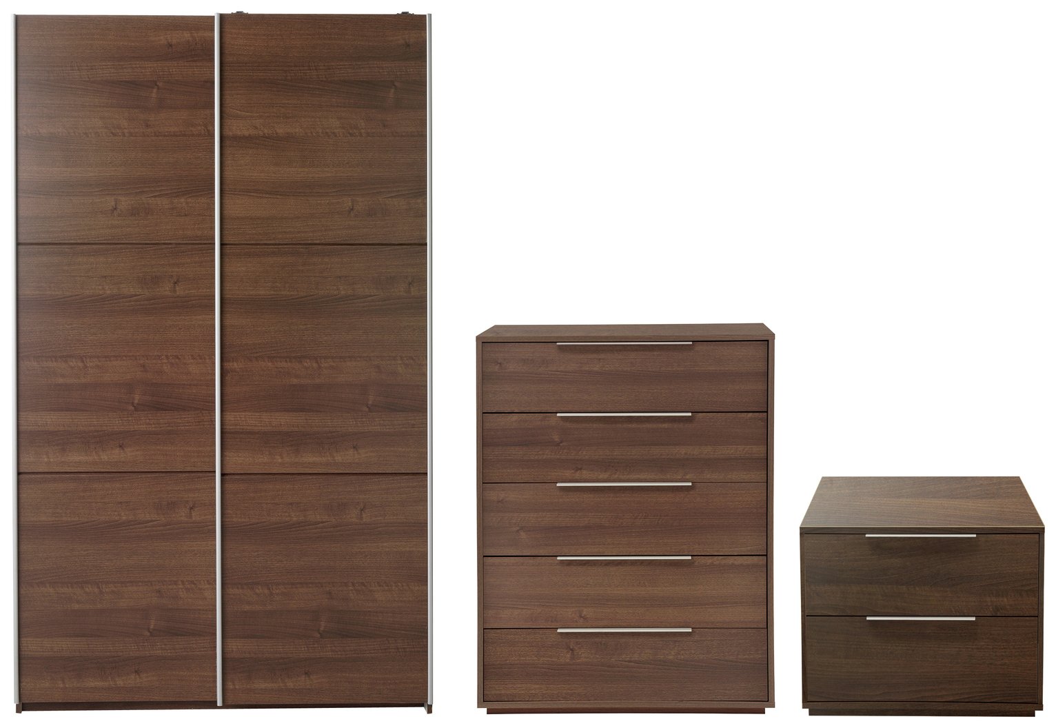 Hygena Bergen 3 Pc Medium Wardrobe Package - Walnut Effect