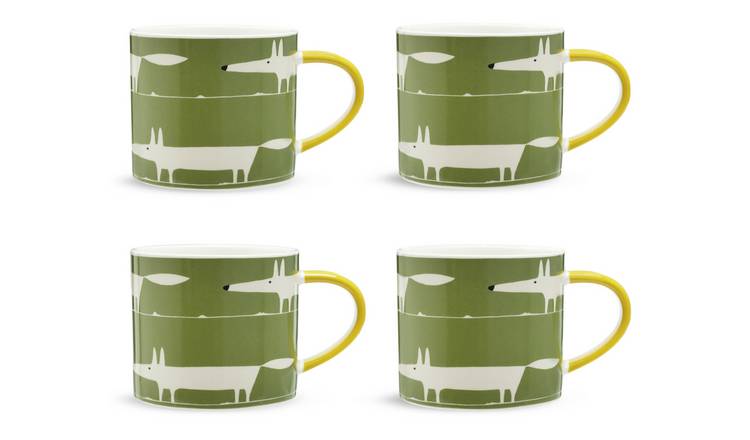 Habitat x Scion Mr Fox Set of 4 Stoneware Mugs - Green