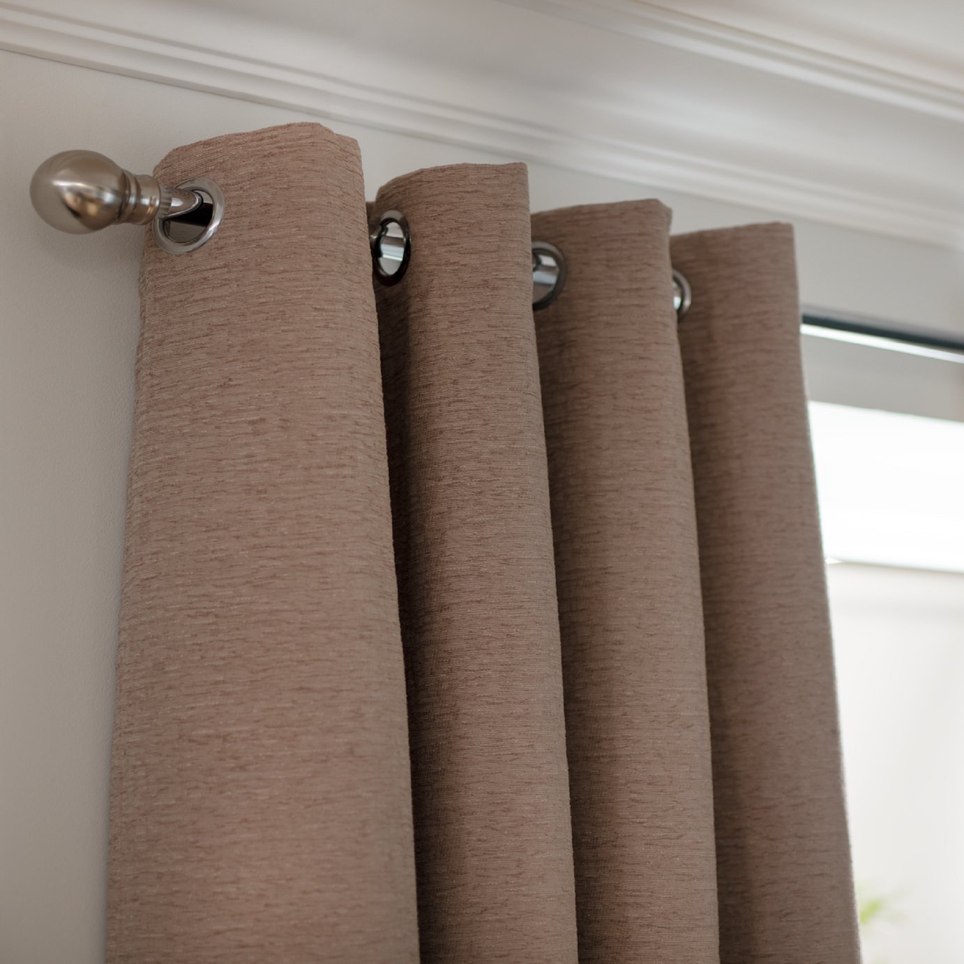 Habitat Slub Chenille Eyelet Curtain - Oatmeal - 168X183cm