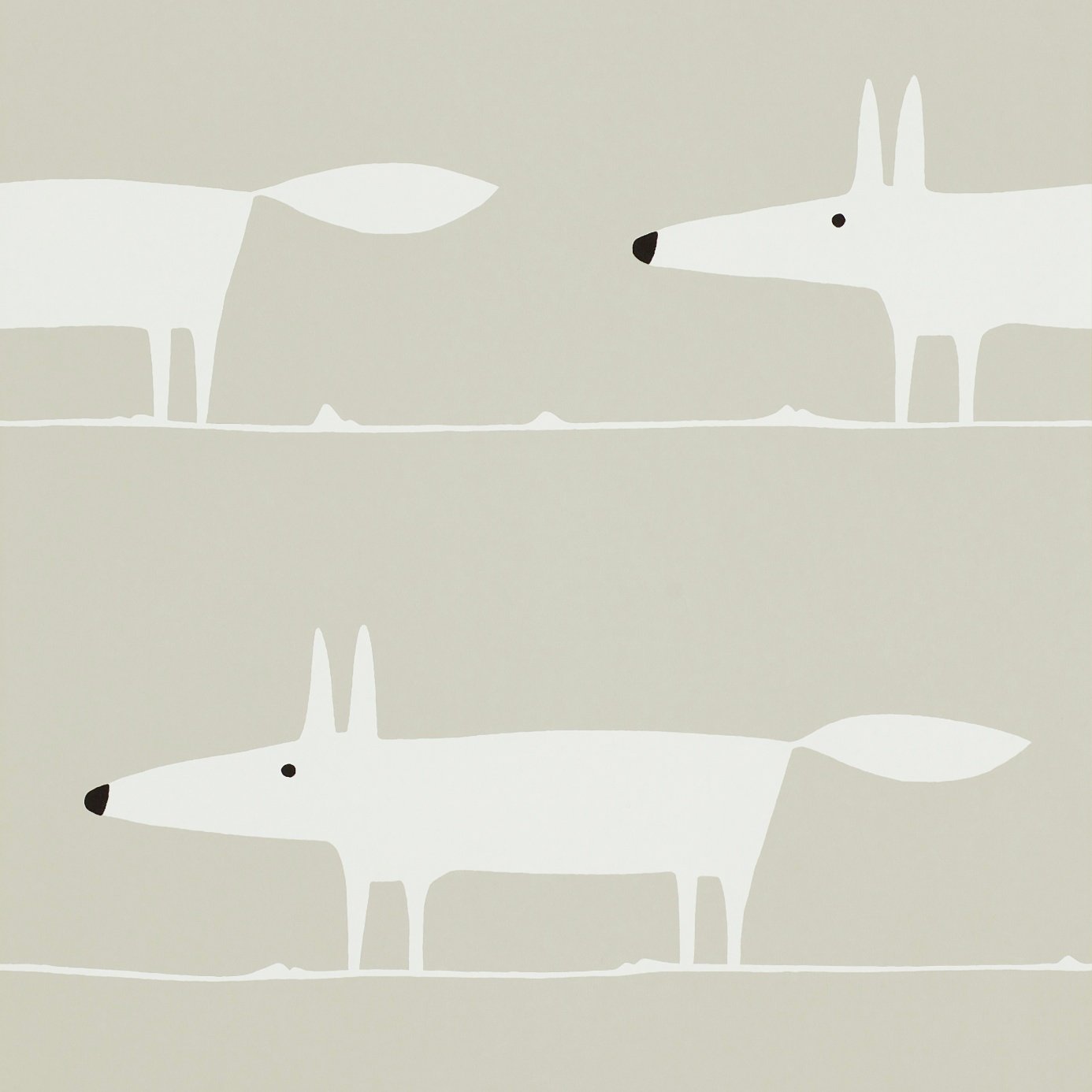 Scion Mr Fox on Snow Grey Wallpaper