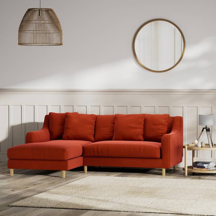 Habitat Swift Left Hand Corner Sofa - Burnt Orange - Ash Leg 0