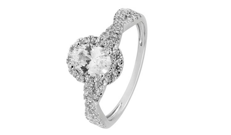 Revere 9ct White Gold Cubic Zirconia Engagement Ring -  J