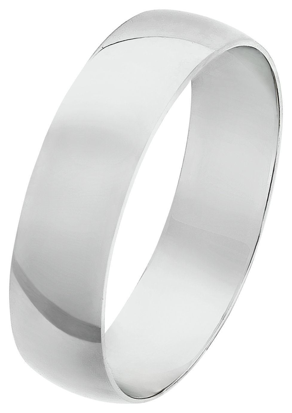 Revere 9ct White Gold D-Shape Wedding Ring - 5mm - N