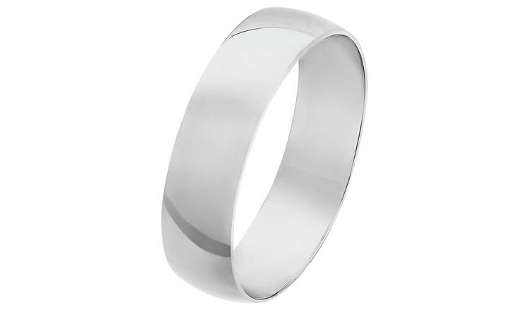 Revere 9ct White Gold D-Shape Wedding Ring - 5mm - N