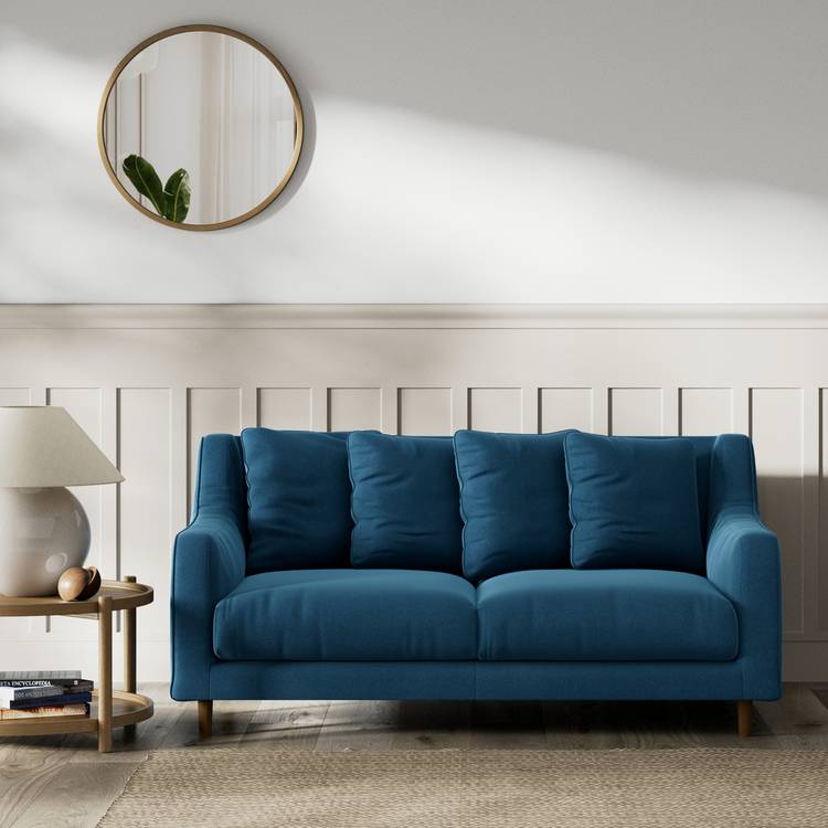 Habitat Swift Velvet 2 Seater  Sofa - Ink Blue - Dark Leg 0