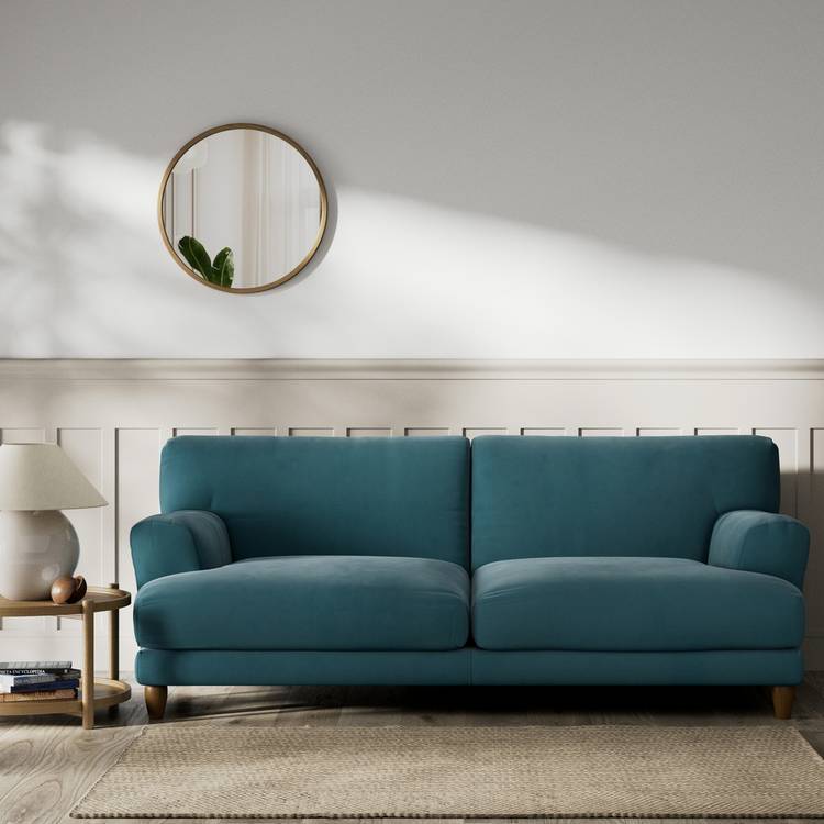 Habitat Askem Fabric 3 Seater Sofa - Teal - Dark Leg 0